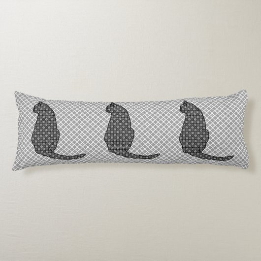 Coussins Longs Chat japonais - Kimono noir et blanc (Devant)