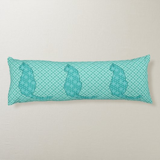 Coussins Longs Chat japonais - Kimono turquoise (Dos)
