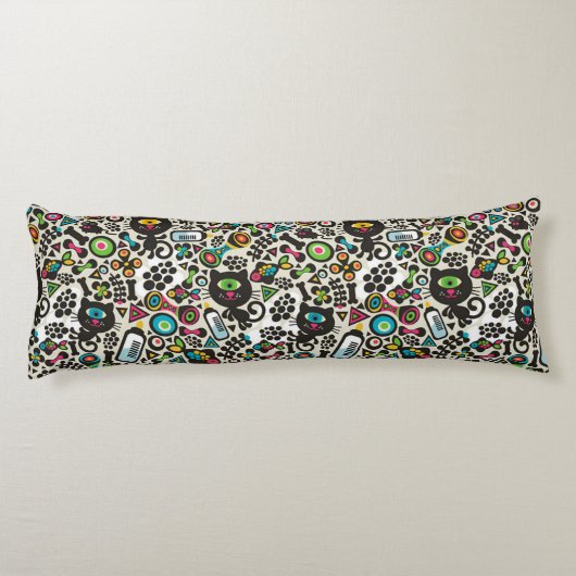 Coussins Longs Chat noir à un oeil (Dos)