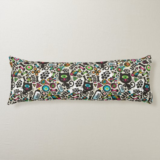 Coussins Longs Chat noir à un oeil (Devant)