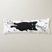 Coussins Longs Chat noir entouré de notes de musique murmurantes (Devant)