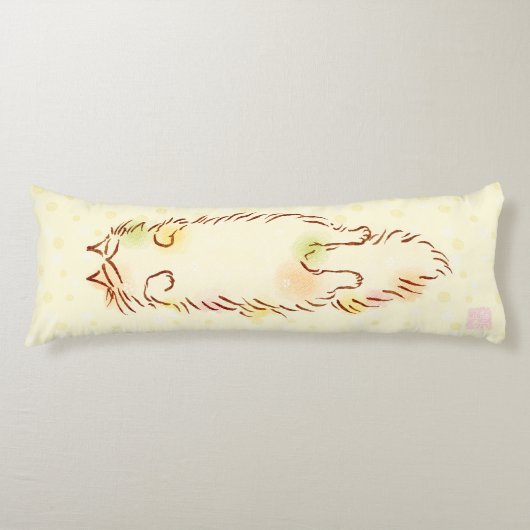 Coussins Longs Chat somnolent pelucheux (Devant)