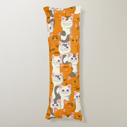 Coussins Longs Chats blancs et gingembre motif yeux verts yeux bl (Devant (Vertical))