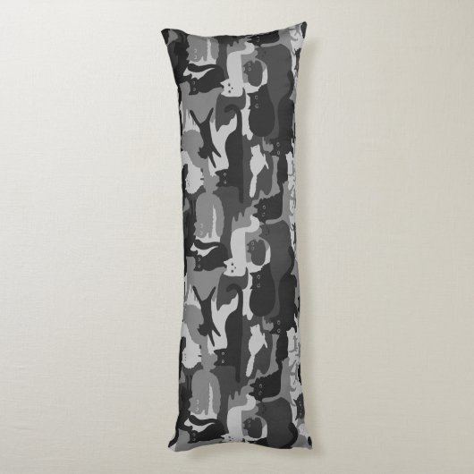 Coussins Longs Chats Camouflés Gris Motif Chats Kitty Gris Camo (Dos (Vertical))
