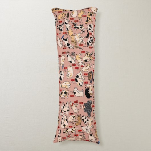 Coussins Longs chats japonais Ukiyo-e Funny kitty (Devant (Vertical))