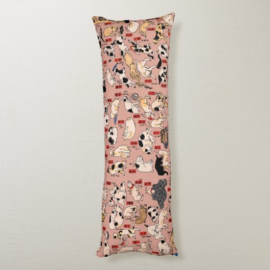 Coussins Longs chats japonais Ukiyo-e Funny kitty (Dos (Vertical))