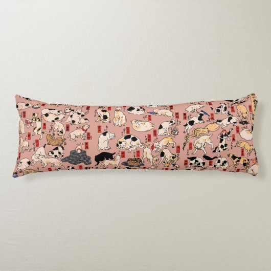 Coussins Longs chats japonais Ukiyo-e Funny kitty (Devant)