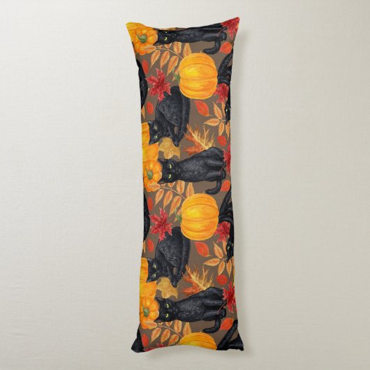 Coussins Longs Chats noirs et citrouilles 2 (Dos (Vertical))