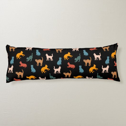 Coussins Longs Chats sur le noir (Dos)
