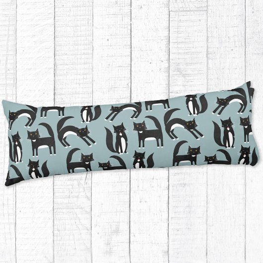 Coussins Longs Chats Tuxedo noirs et blancs
