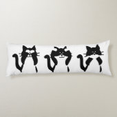Coussins Longs Chats Tuxedo noirs et blancs | Trois chatons (Dos)