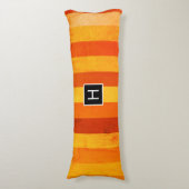 Coussins Longs Chaud Patiné Orange Rouge rayures Monogramme (Devant (Vertical))