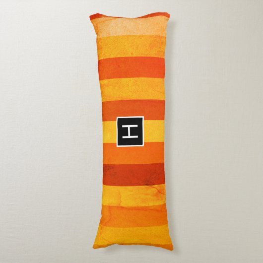 Coussins Longs Chaud Patiné Orange Rouge rayures Monogramme (Devant (Vertical))