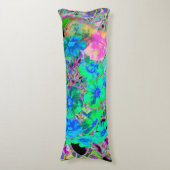 Coussins Longs Chaux psychédélique Trippy Lime Vert et Bleu Fleur (Devant (Vertical))