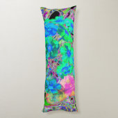 Coussins Longs Chaux psychédélique Trippy Lime Vert et Bleu Fleur (Dos (Vertical))