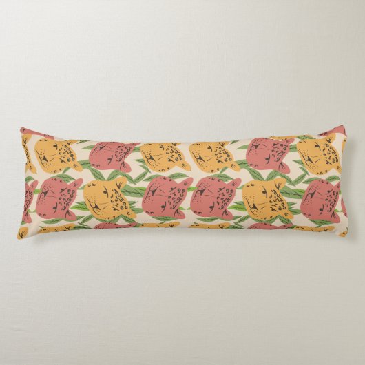 Coussins Longs Cheetah Jungle Plante verdure Coral vert (Devant)