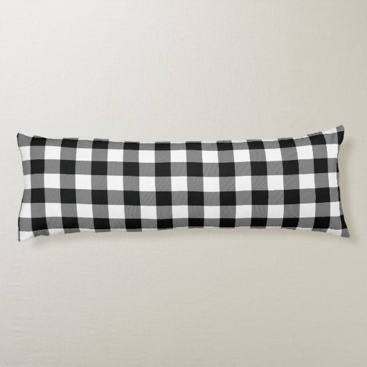 Coussins Longs Chèques Rustiques Noir Blanc Buffalo Plaid (Dos)