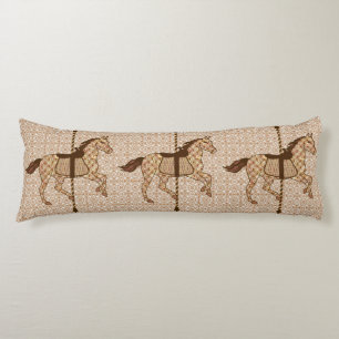 Coussins Longs Cheval de carrousel - Chocolat Brown et Tan