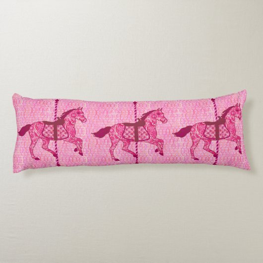 Coussins Longs Cheval de carrousel - Fuchsia rose (Dos)
