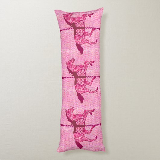 Coussins Longs Cheval de carrousel - Fuchsia rose (Dos (Vertical))