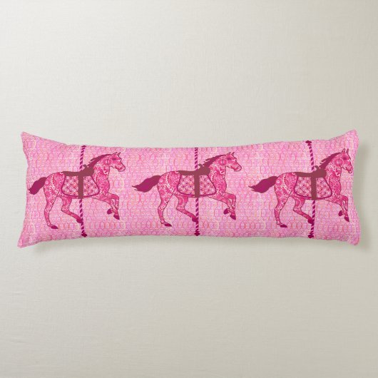 Coussins Longs Cheval de carrousel - Fuchsia rose (Devant)