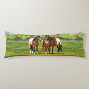 Coussins Longs Chevaux Appaloosa De Baie Brown En Pâturage D'Été