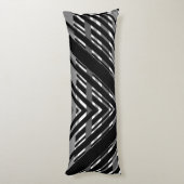 Coussins Longs Chevron Code-Barres Rayé Gris Noir (Dos (Vertical))