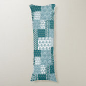 Coussins Longs Chic ethnique Faux Patchwork Motif, Turquoise et b (Devant (Vertical))