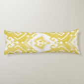 Coussins Longs Chic jaune et gris damask ikat motif tribal (Dos)