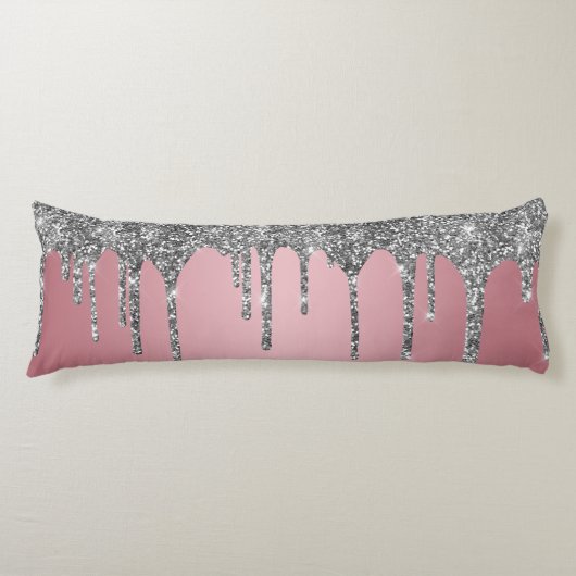 Coussins Longs Chic Parties scintillant Argent  Éperche Rose Or r (Devant)