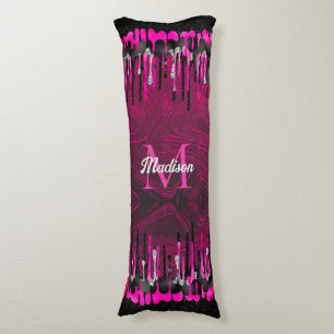 Coussins Longs Chic rose chaud parties scintillant noire gouttes 