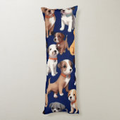 Coussins Longs Chien Chien Chien bleu de la marine Design Motif (Dos (Vertical))