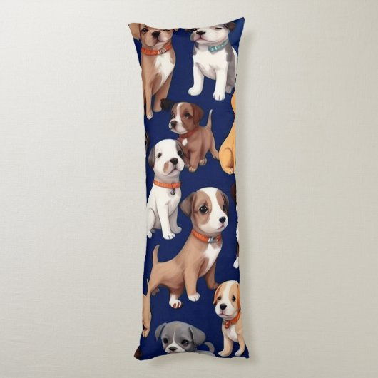 Coussins Longs Chien Chien Chien bleu de la marine Design Motif (Dos (Vertical))