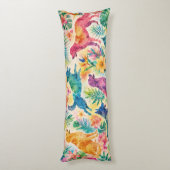Coussins Longs Chiens Aquarelle Tropicale (Dos (Vertical))