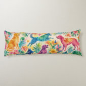 Coussins Longs Chiens Aquarelle Tropicale (Dos)