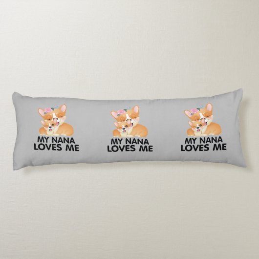Coussins Longs Chiens Corgi Mignons - Ma Nana M'aime (Dos)