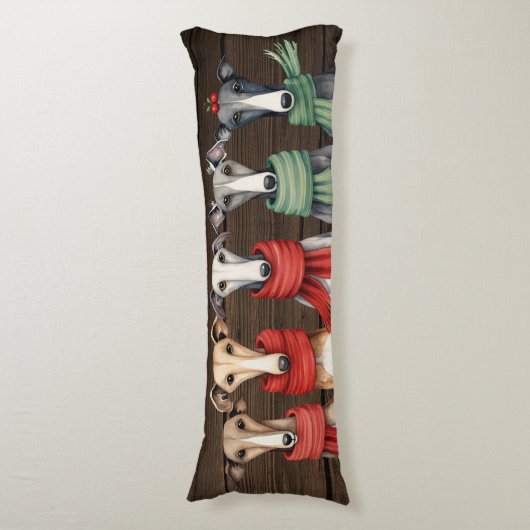 Coussins Longs Chiens de laine et de lévriers en Écharpes (Devant (Vertical))