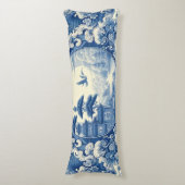 Coussins Longs Chinoiserie Bleu Blanc Asiatique Pagode Grues du l (Devant (Vertical))