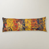 Coussins Longs Chinoiserie médiévale italienne rouge jaune (Dos)