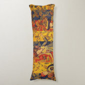 Coussins Longs Chinoiserie médiévale italienne rouge jaune (Devant (Vertical))