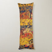 Coussins Longs Chinoiserie médiévale italienne rouge jaune (Dos (Vertical))