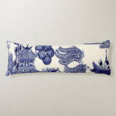 Coussins Longs Chinoiserie orientale bleue et blanche (Devant)
