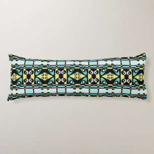 Coussins Longs Chintz bohème 16 Aqua vert jaune noir