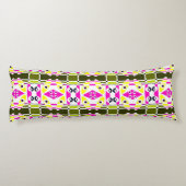 Coussins Longs Chintz bohème 39 Olive Jaune Fuchsia Rose (Dos)