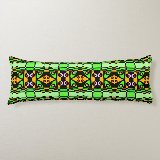 Coussins Longs Chintz bohème 46 Vert orange rouge noir (Devant)