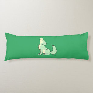 Coussins Longs Chiot de loup vert clair hurlant