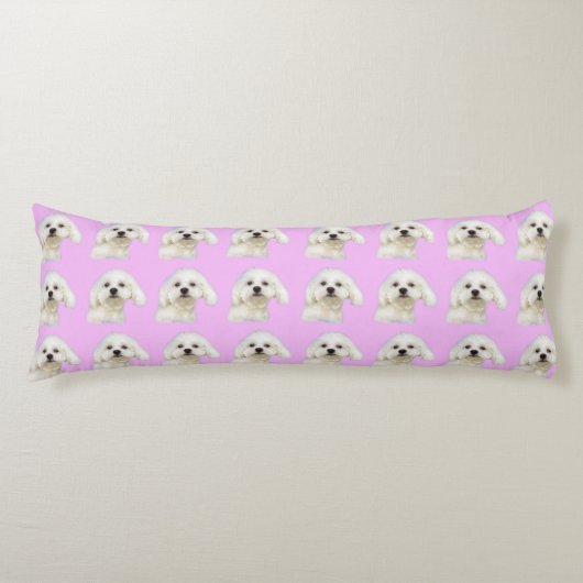 Coussins Longs Chiot maltais rose (Devant)