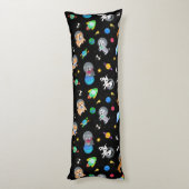 Coussins Longs Chiots Dans L'espace Aquarelle Chiots Astronautes (Dos (Vertical))