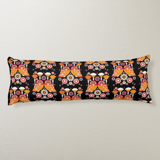 Coussins Longs Chouette d'art populaire (Dos)