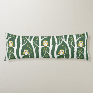 Coussins Longs Chouette lunaire et Motif de bouleau